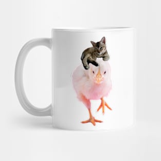 Cute Kitten Riding Baby Chicken Mug